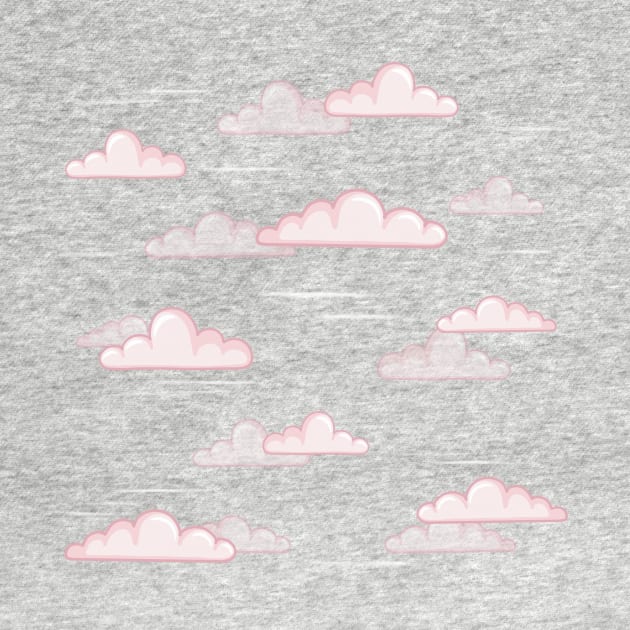 Pink Cartoon, Candy Clouds Pattern Repeat, Digital illustration by AlmightyClaire